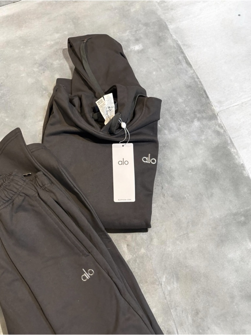 ALO Yoga Black Sweatpants & Hoodie Set